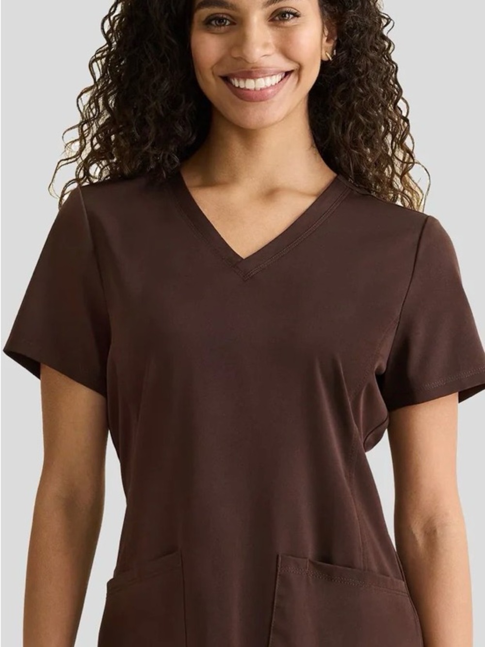 NWOT healing hands Brown V-Neck Short Sleeve Scrub Top Size Medium